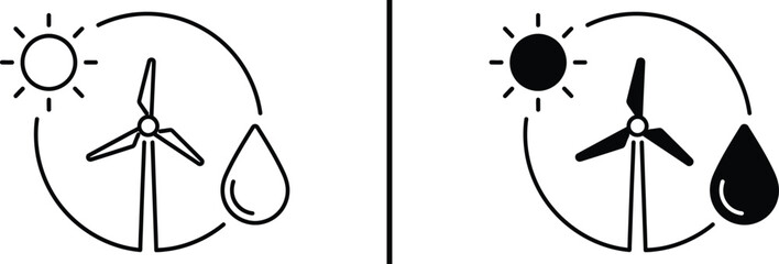 Renewable Energy Cycle Icon – Wind, Solar, and Water Sustainability