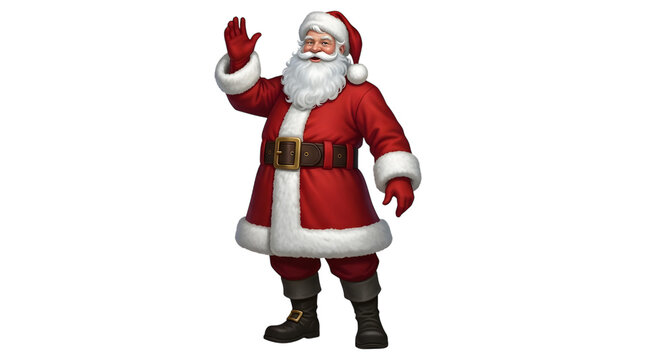 Santa claus waving hand isolated on transparent background