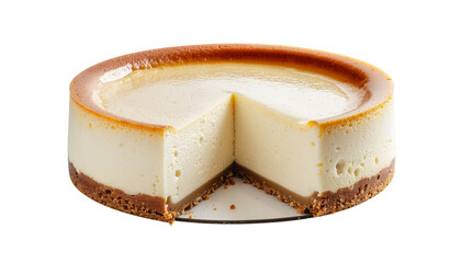 Slice out of a smooth cheesecake