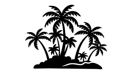 Tropical Silhouette: A serene display of palm trees cast in a stark silhouette, symbolizing the peace of island life in an exotic setting.