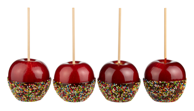 maça do amor, doce, maça do amor com cobertura de chocolate, fundo transparente - candy apple, sweet, chocolate covered candy apple, transparent background