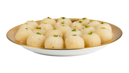 Indian sweet dish rasgulla on transparent background