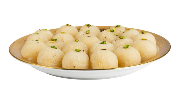 Indian sweet dish rasgulla on transparent background