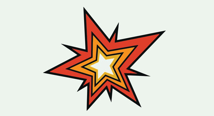 Dynamic comic book style explosion graphic concept, featuring a vibrant multi-layered starburst design representing a sudden burst of energy, impact, or exciting news
