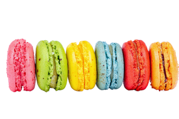 Row of colorful macarons, a sweet treat