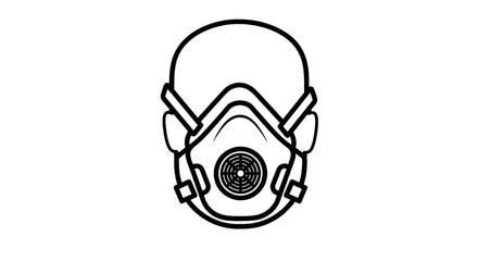 Protective respirator face mask outline illustration