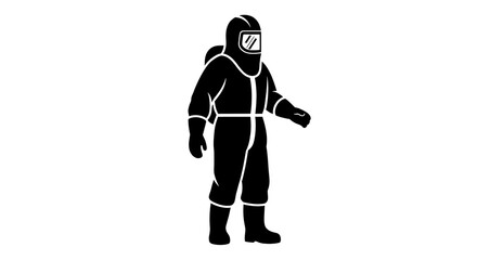 Protective suit silhouette isolated white background