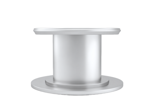 Silver metal spool, a simple and industrial object