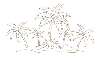 Obraz premium Tropical Island Illustration: An inviting illustration that evokes tranquility and relaxation with a group of palm trees standing on a small island