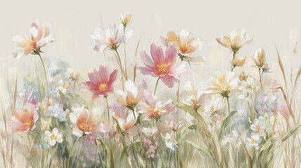 watercolor botanical Lilly flowers texture template background.Elegant wedding invitation card background . Minimal hand painted Design for wedding or Valentine's Day