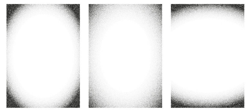 Set of vertical black gradient background with old film texture. Realistic transparent overlays with gritty and noise. Grainy vignette frames. Vector distressed retro movie or photo negative effect