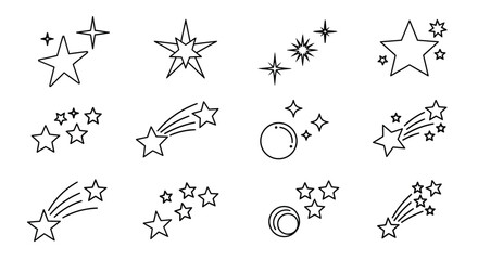 Collection of star icons, including shooting stars, planets, and constellations