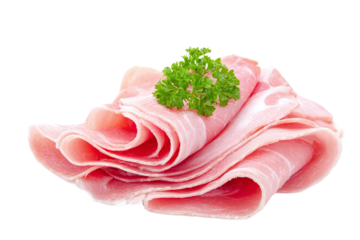 Thin slices of tasty ham with parsley