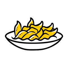 Minimalist Vector Illustration of Fried Tempura Vegetables