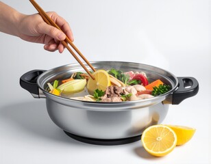 肉と野菜のレモン鍋