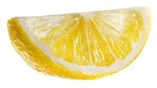 lemon slice, juicy citrus wedge with translucent pulp, isolated on white background - Powered by Adobe