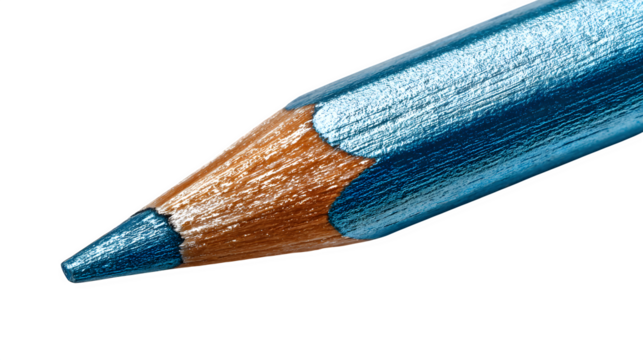 light blue colored pencil for drawing and drafting, realistic detail, isolated on white background