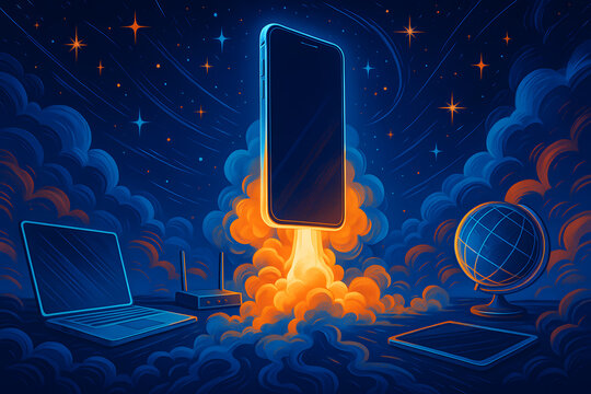 Mobile Tech Ascent: A Digital Launch Amidst Global Connectivity and Innovation