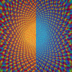 Abstract psychedelic vibrant swirling pattern creating optical illusion tunnel, colorful texture