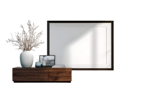 minimalist framed artwork for modern interior decor, blank art mockup, isolated on white background - Powered by Adobe