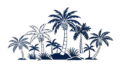 Fototapeta premium Tropical Palms: A serene arrangement of towering palm trees, their fronds swaying gently in the tropical breeze, offers a glimpse of paradise. 