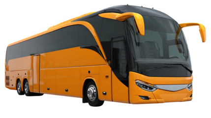 modern tour bus, sleek design for transport, isolated on white background