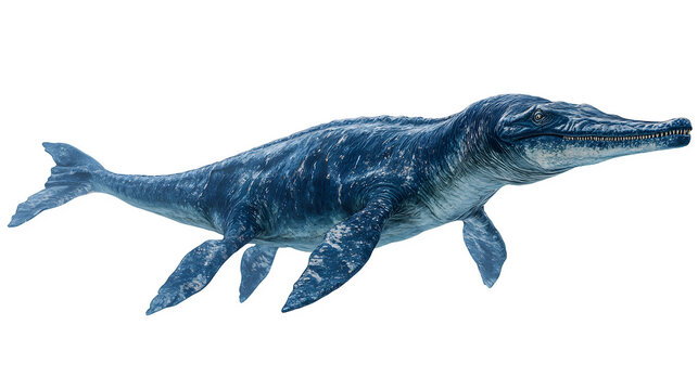 mosasaurus aquatic dinosaur, ancient reptile in swimming pose, isolated on white background