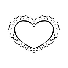 Whimsical hand-drawn lace heart. Vector ideal for bachelorette party designs, invitations, stickers, packaging and celebration print projects