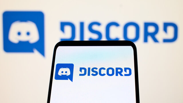London, UK, 06.11.2025: Discord logo on smartphone screen with defocused background 