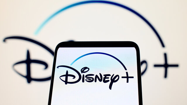 London, UK, 06.11.2025: Disney Plus logo on smartphone screen with defocused background 