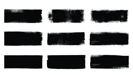 Black Paint Brush Strokes Vector Set