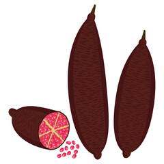 Fresh finger lime, caviar lime, fruit cut in half.