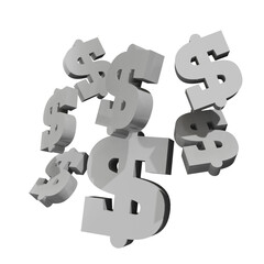 Obraz premium 3D Rendered Dollar Signs on Transparent Background