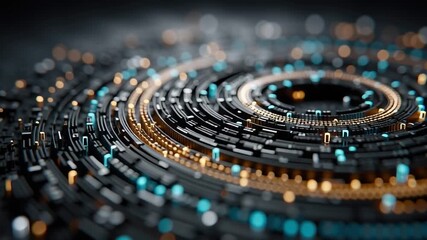 Cybernetic Design: A futuristic, close-up perspective of a cybernetic design, the intricate network of digital code comes to life in a dynamic display of technological advancement. - Powered by Adobe