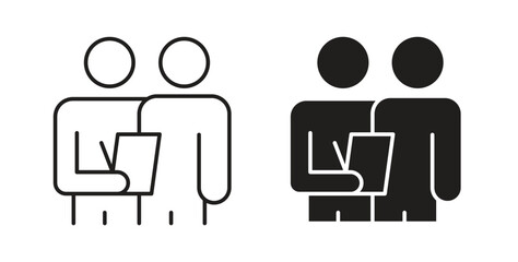 Consulting icons with simple flat and thin stroke style