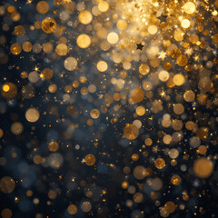 A swirl of glittering golden confetti creating a festive sparkle.