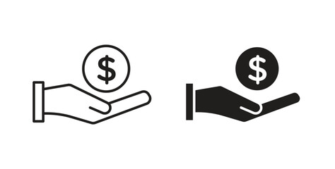 Contribution icons with simple flat and thin stroke style