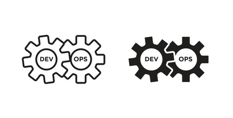 Dev ops icons with simple flat and thin stroke style