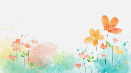 Obraz premium watercolor botanical sunflowers texture template background.Elegant wedding invitation card background . Minimal hand painted Design for wedding or Valentine's Day