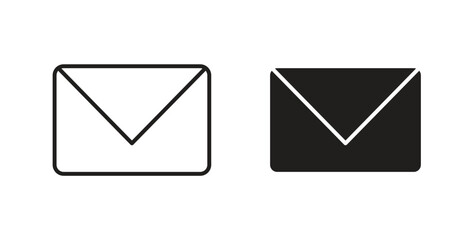 Envelope icons with simple flat and thin stroke style