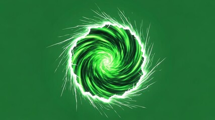 Energetic Green Swirling Vortex with Electrical Arcs Animation Background, abstract and science - Powered by Adobe