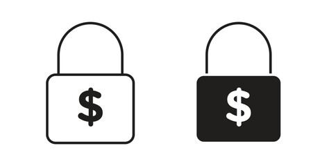 Fixed price icons with simple flat and thin stroke style