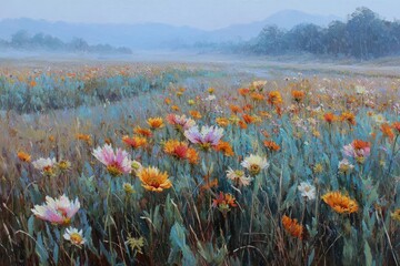 Colorful Meadow Flowers In Artistic Painting