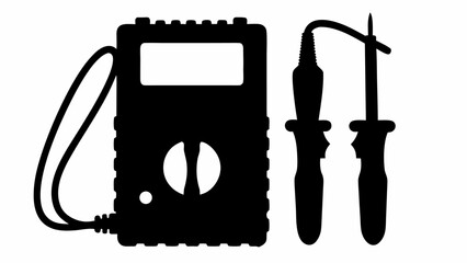 Illustration of a multimeter with probes in black and white for electrical measurement tasks precisely