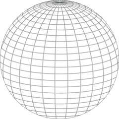 Wireframe globe grid sphere with latitude and longitude lines abstract geometric shape