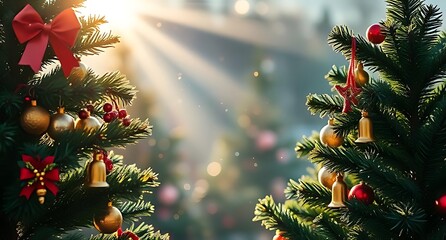 Christmas trees, bells, and ornaments