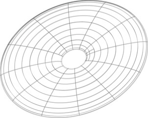 Obraz premium Abstract wireframe ellipse with concentric circles and radial lines forming a geometric pattern