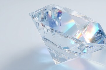 Iridescent Faceted Diamond Gemstone