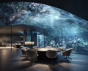 Futuristic Underwater Restaurant Interior Design