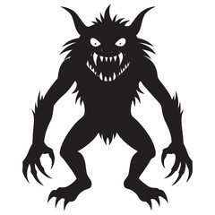 Full black color monster illustration 